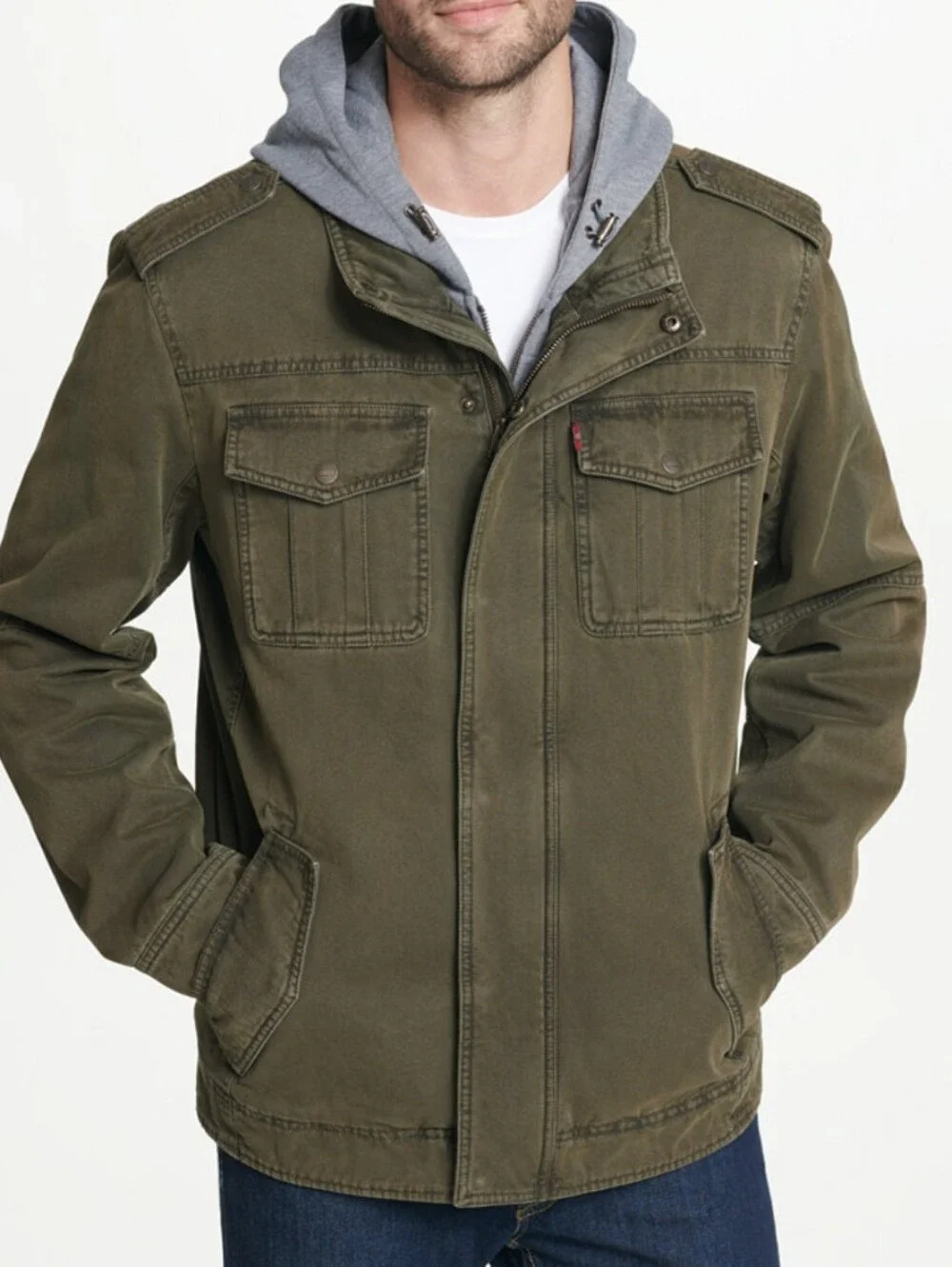 VLevis Sherpa Lined Jacket Military Utility Army Green Coat‎ Men's XXL NWT